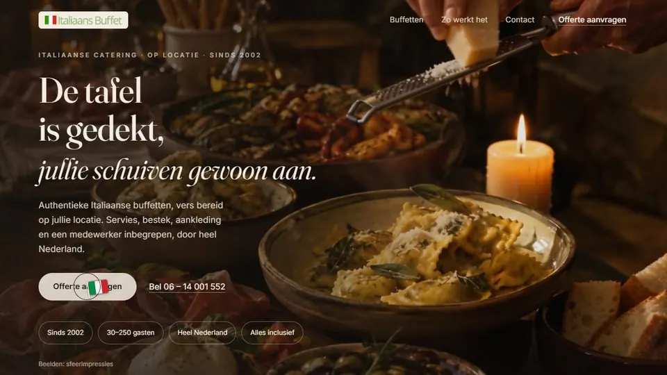 Website for Italiaans Buffet